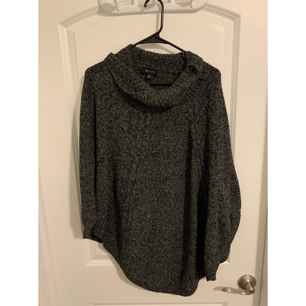 Cowl neck open sleeve pull over sweater